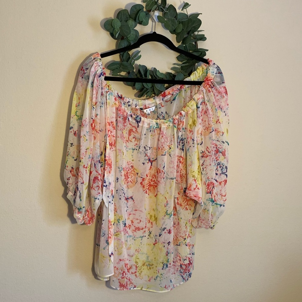 Cabi sheer floral top, Size L